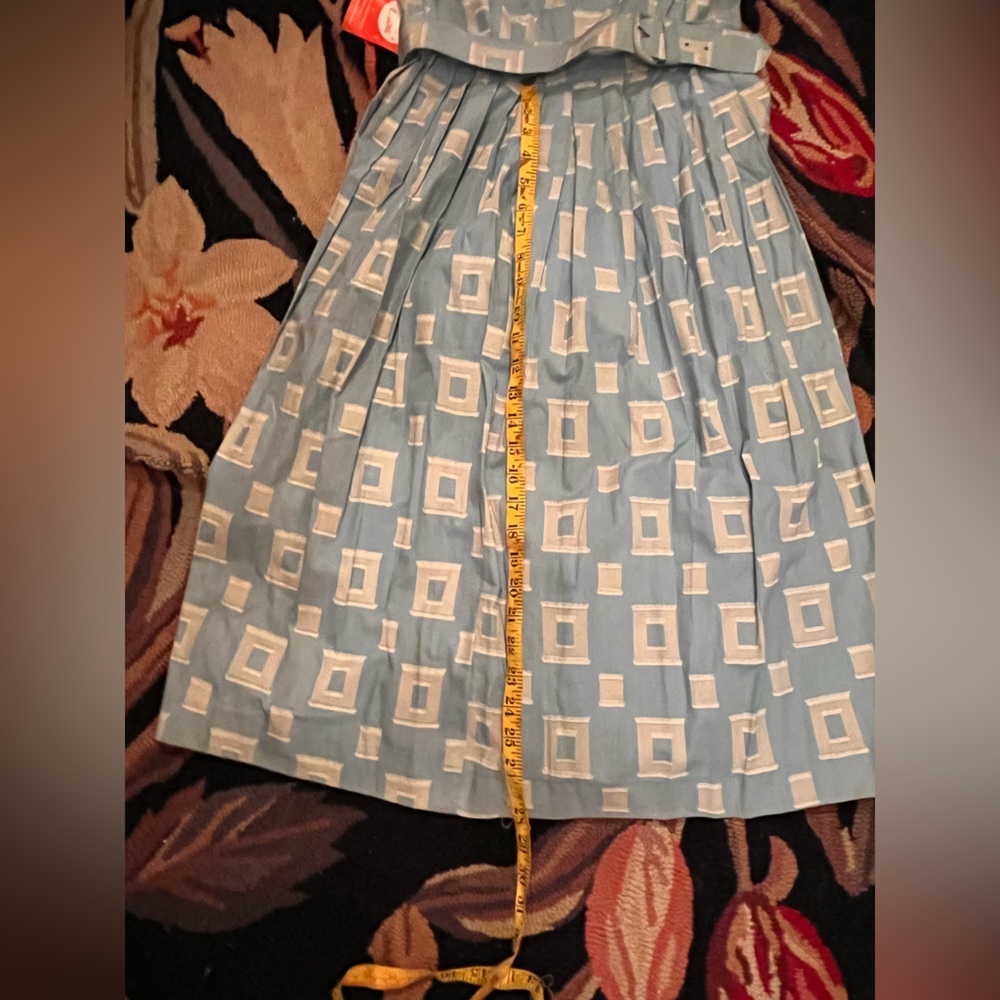 Vintage 1950’s store Stock Blue and White Geometric Dress - Picture 4 of 8